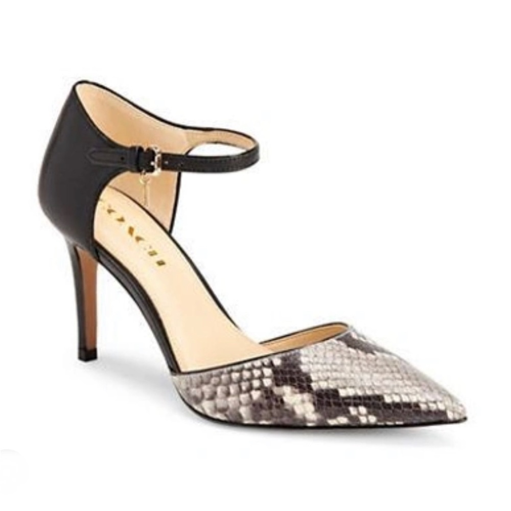 Coach Seline Snakeskin Print Leather Ankle Strap Heels US8.5 $168